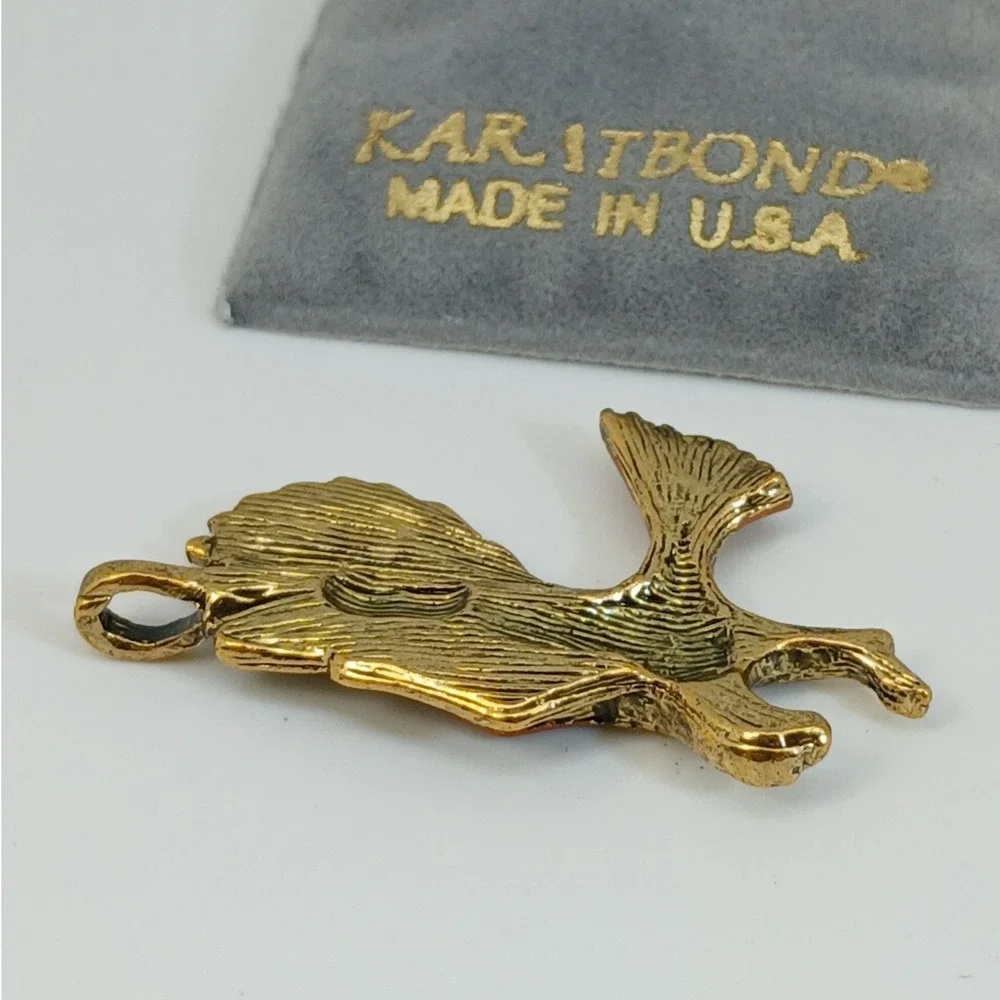 Karatbond Vintage Y2K Eagle Pendant Tricolor Gold Silver Copper Made in USA NOS